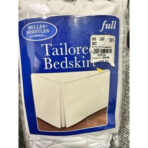 NEW Belles‎ and Whistles Full White Tailored Bedskirt 54"x75"+14" Drop